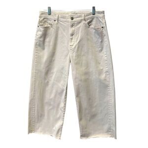 Uniqlo Jeans white wide leg raw hem cropped size 32